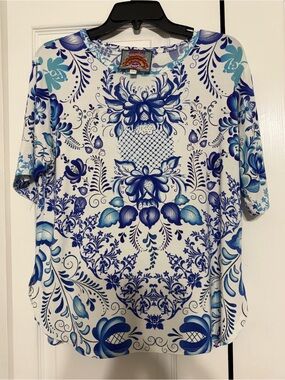 Johnny Was The Janie Favorite oversized Tee blue and white size S